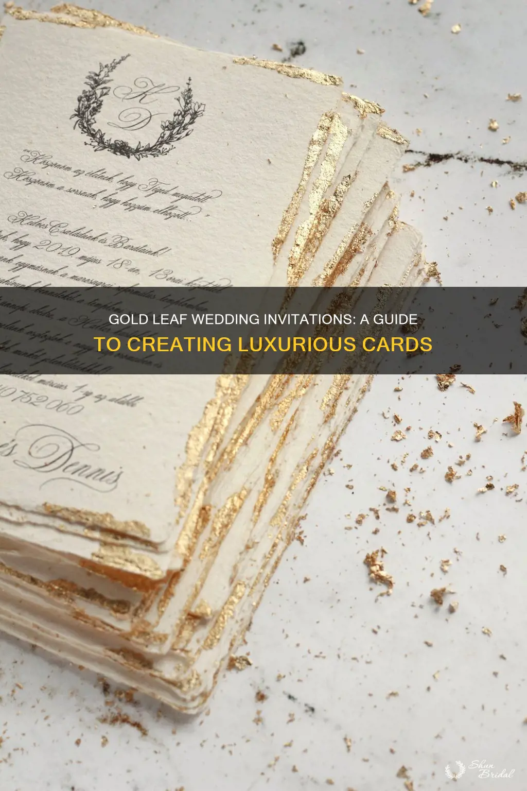 how to use gold leaf for wedding invitation