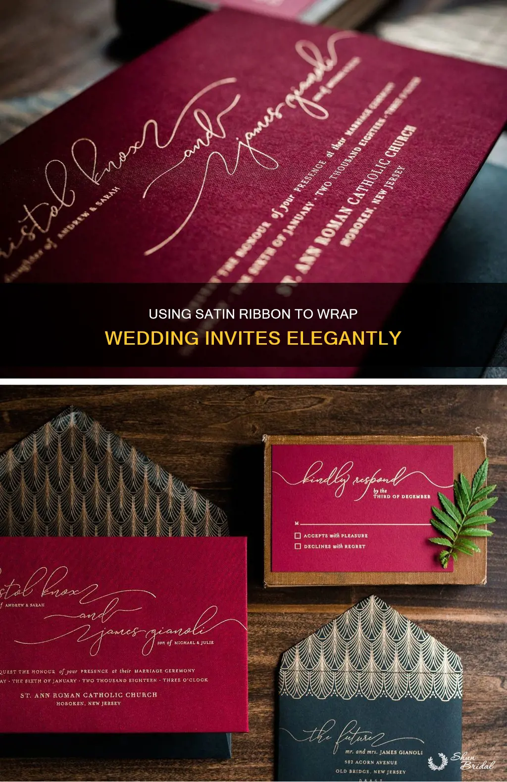 how to use statin ribbon to wrap wedding invitation