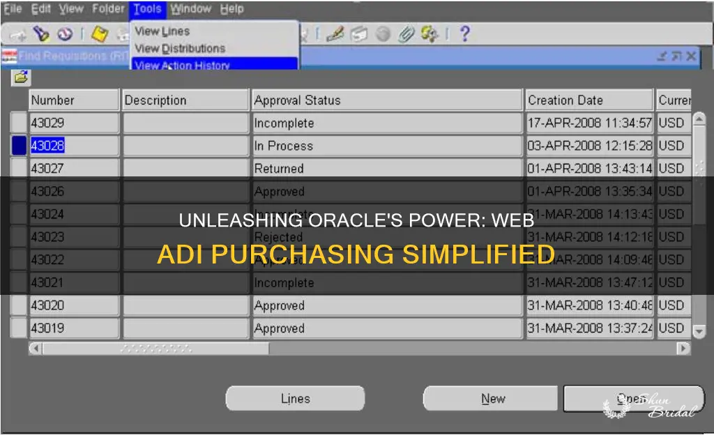 how to use wed adi for purchasing oracle