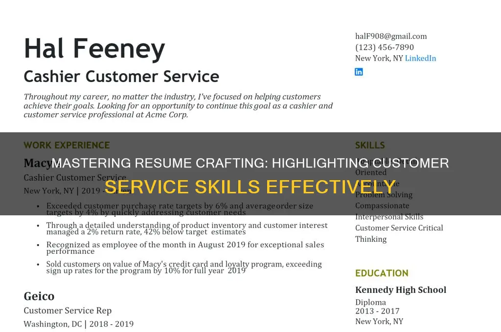 how to veil customer service skill in resume