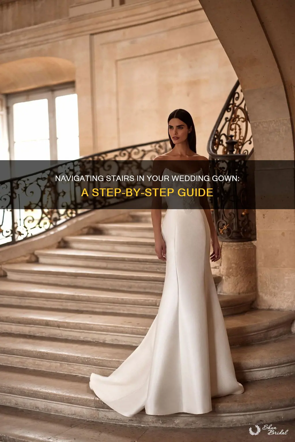 how to walk down stairs in a wedding dress