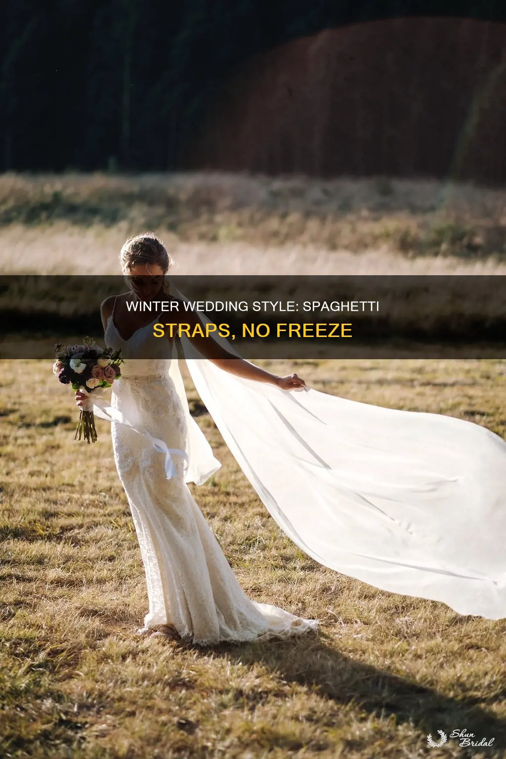 how to wear a spaghetti strap dress to winter wedding
