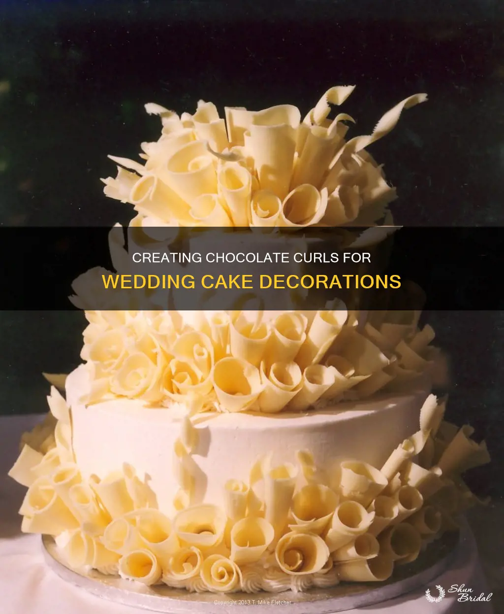 how to wedding cake with chocolate curls