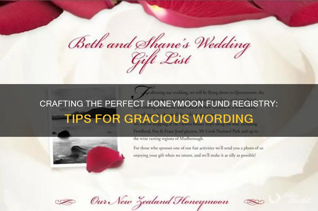 how to word a honeymoon fund registry