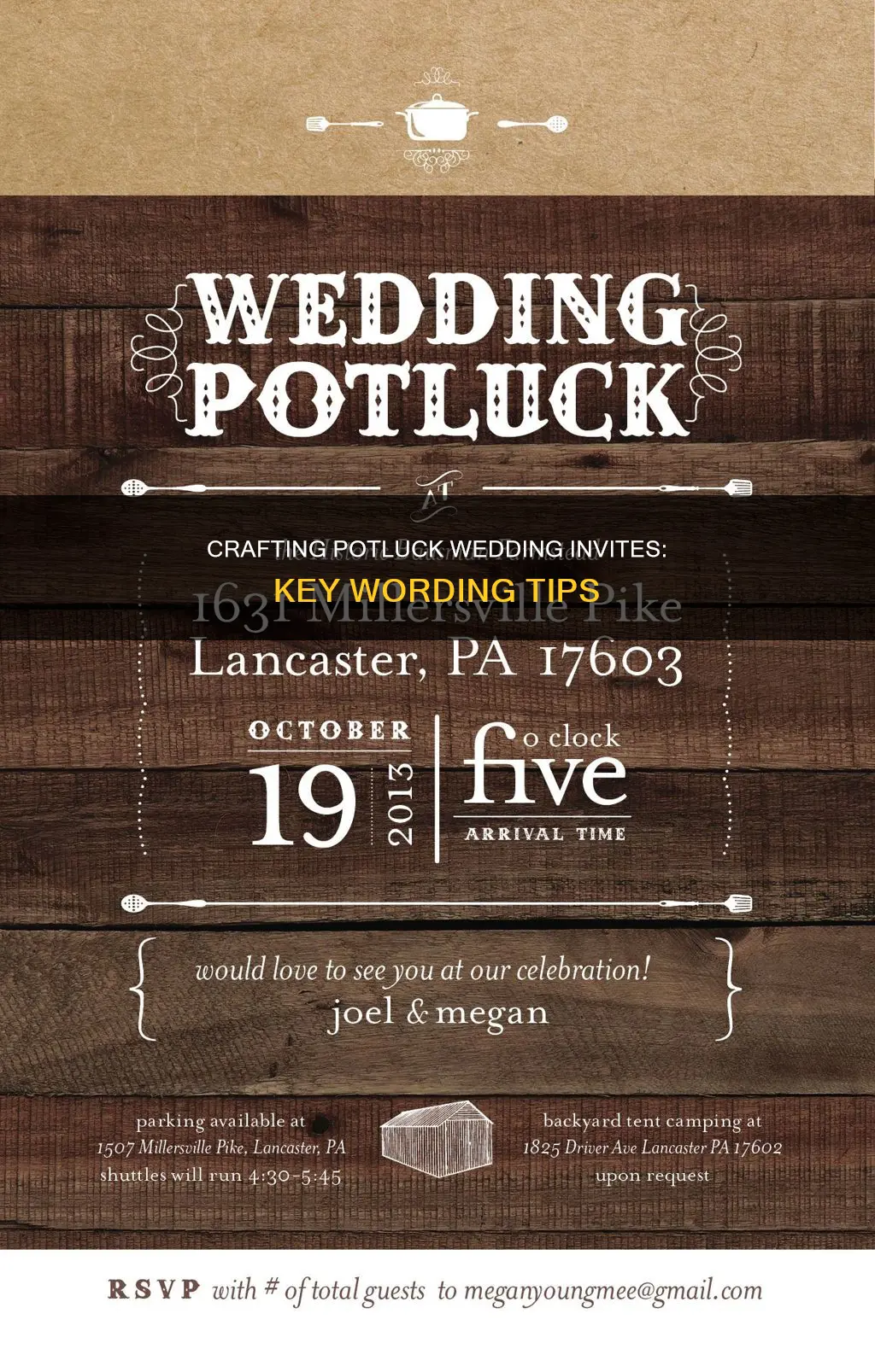 how to word a potluck wedding invitation