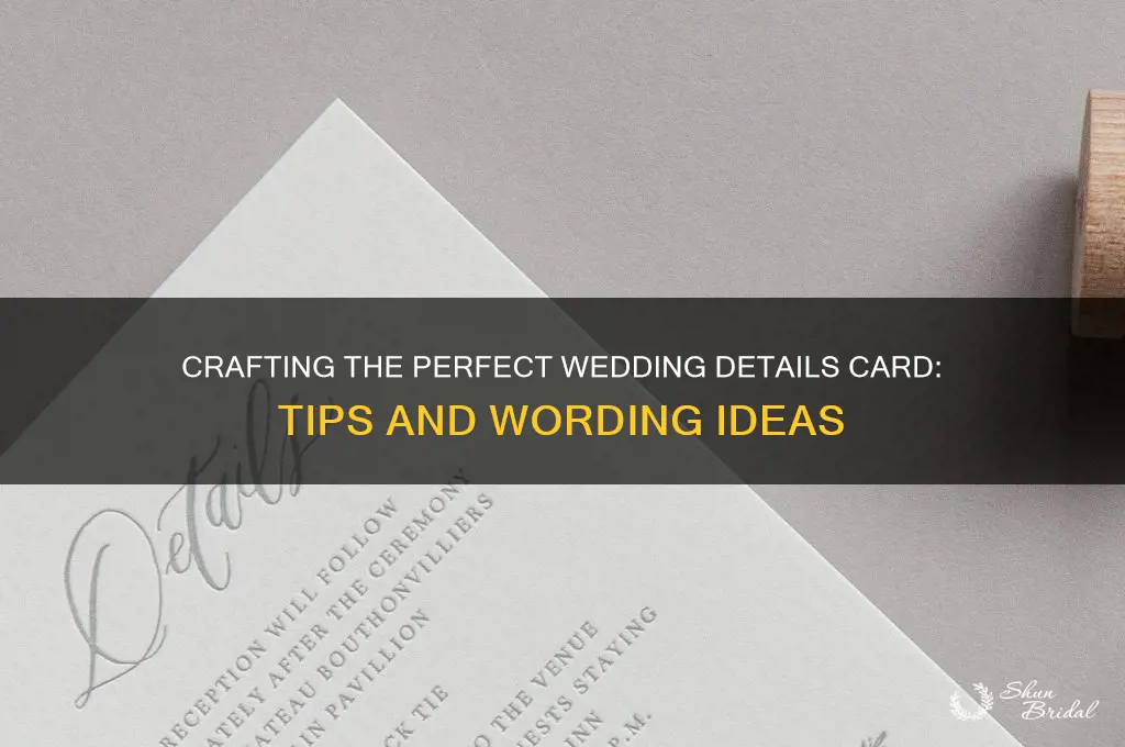 how to word a wedding details card