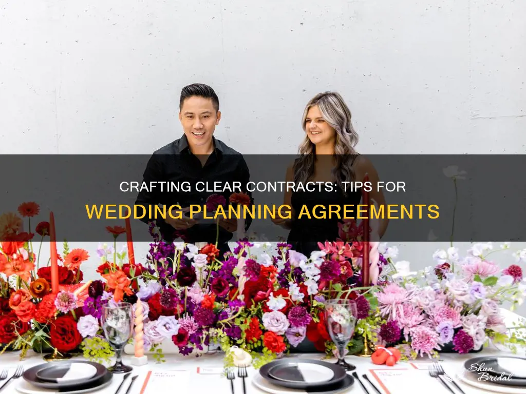 how to word a wedding planning contract