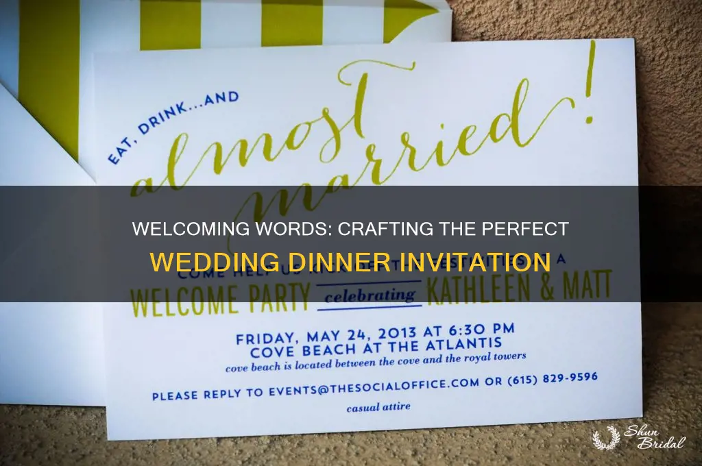 how to word a welcom dinner on the wedding invitation