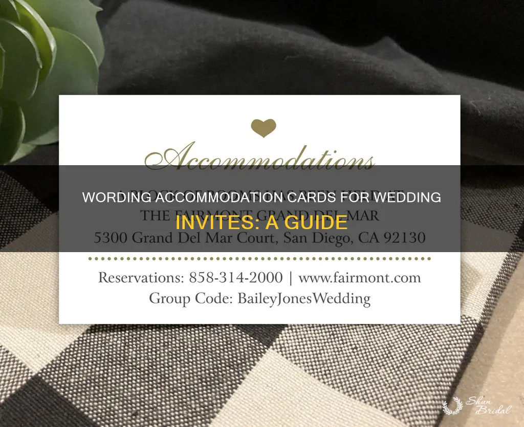 how to word accommodation cards for wedding invitations