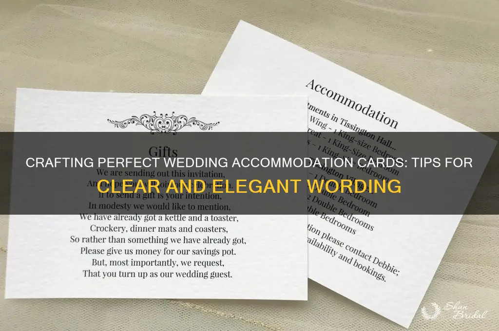 how to word accommodation cards for weddings