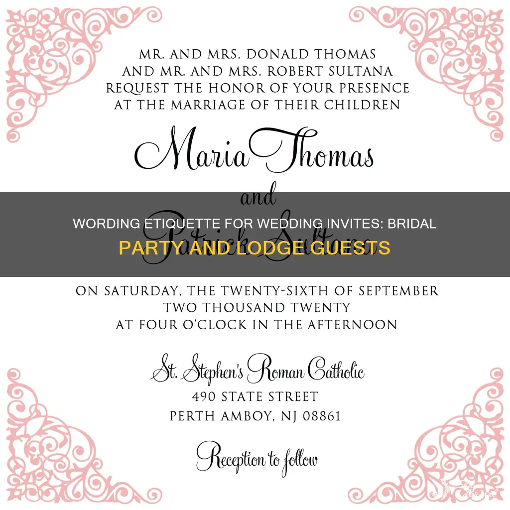 how to word bridal and lodge for wedding invites