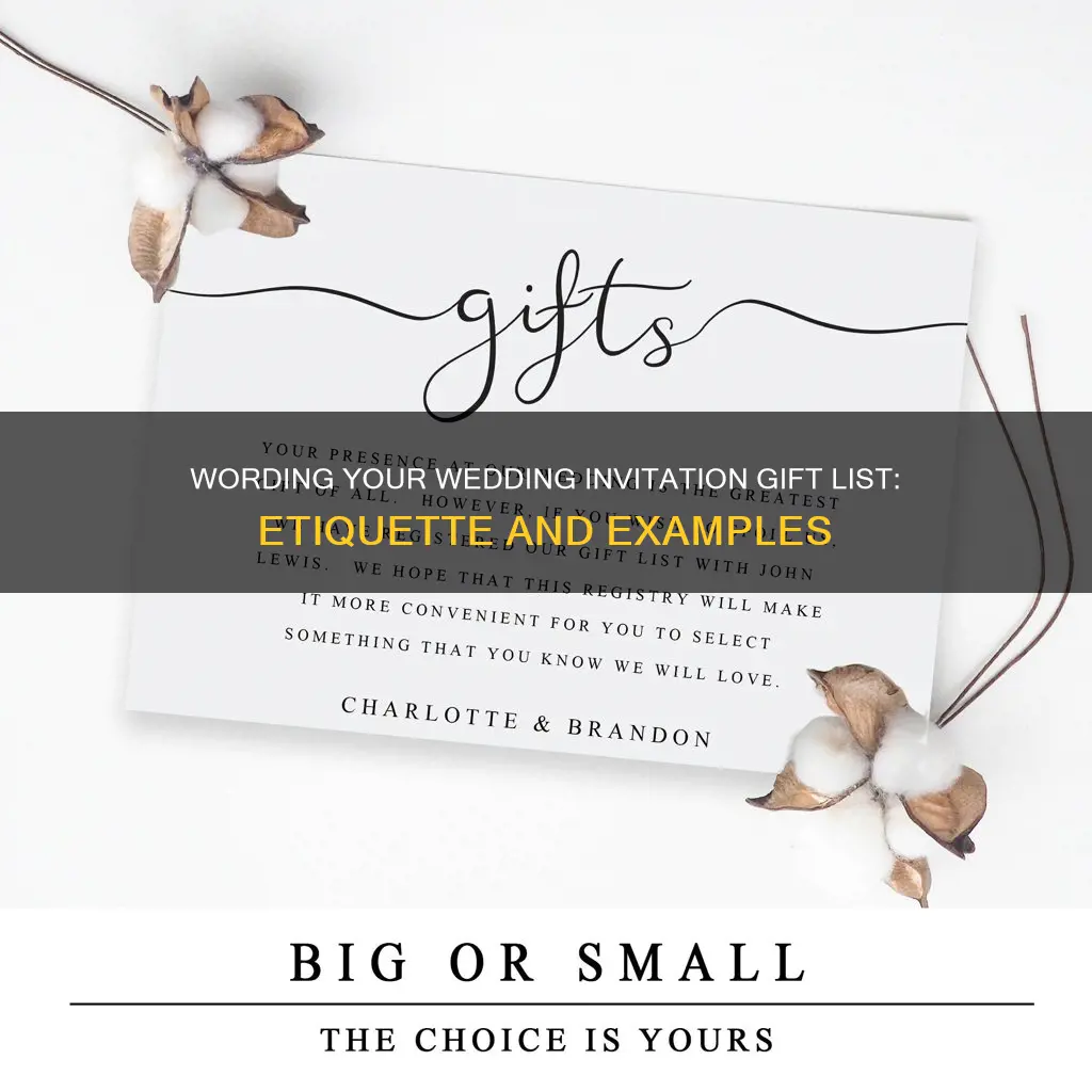 how to word gift list on wedding invitations