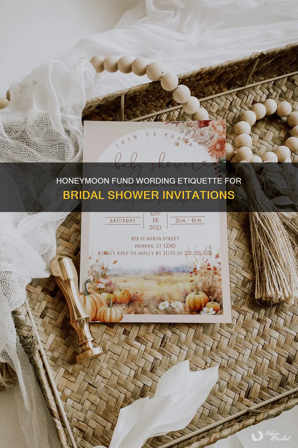how to word honeymoon fund on shower invitations