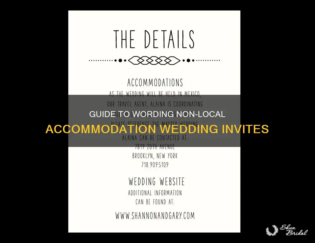 how to word not specific local accommodations on wedding invitations