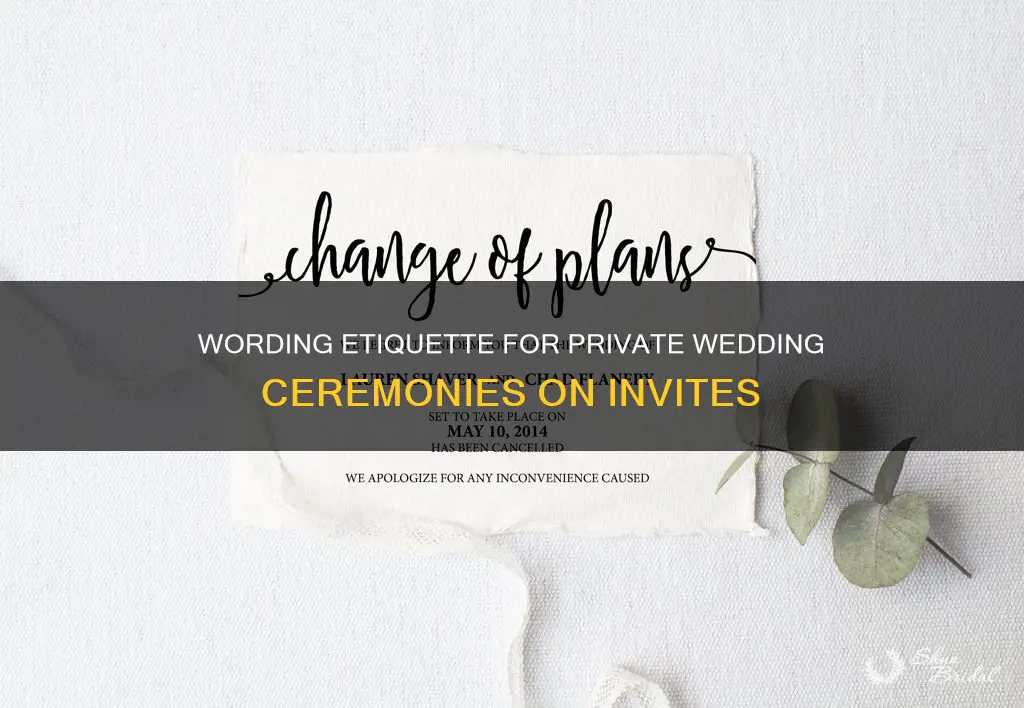 how to word private ceremony on wedding invitation