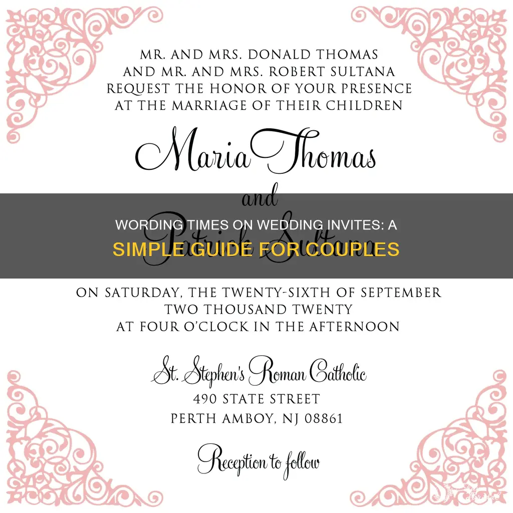 how to word times on wedding invitations