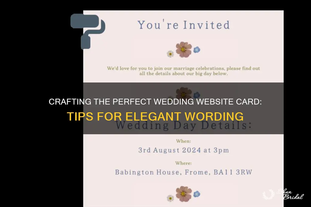how to word wedding website card
