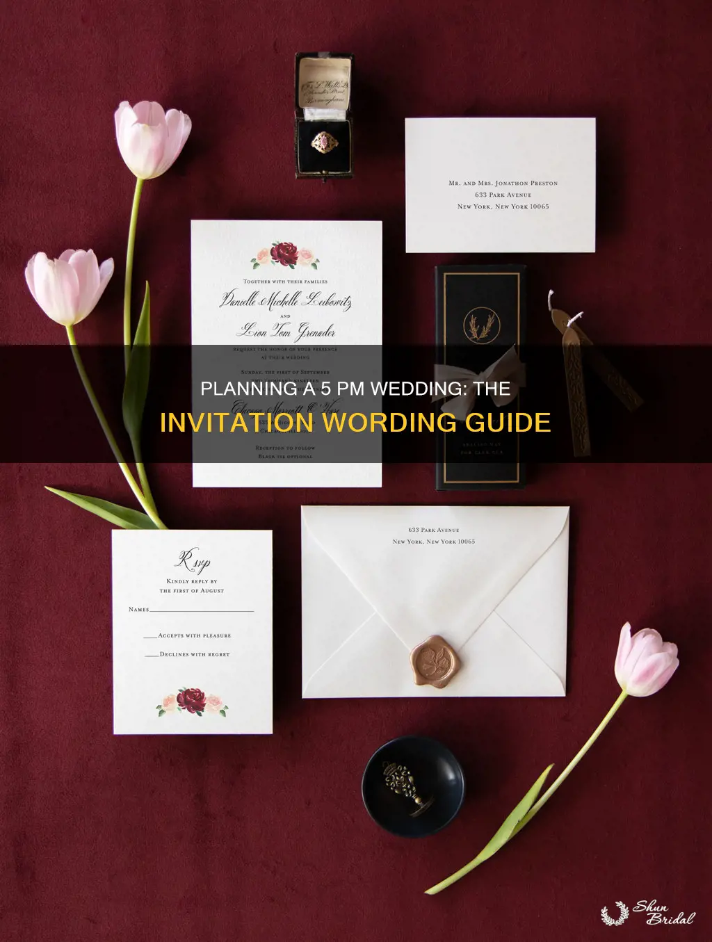 how to work a 5pm wedding on invitation