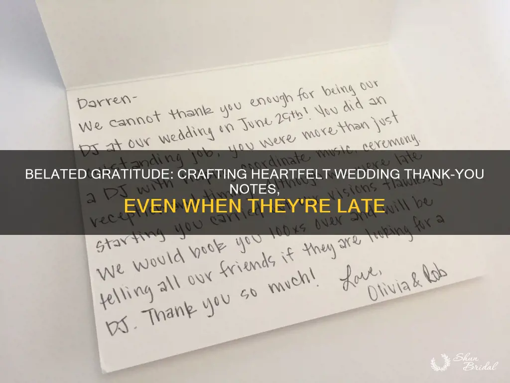 how to write a belated wedding thank you note