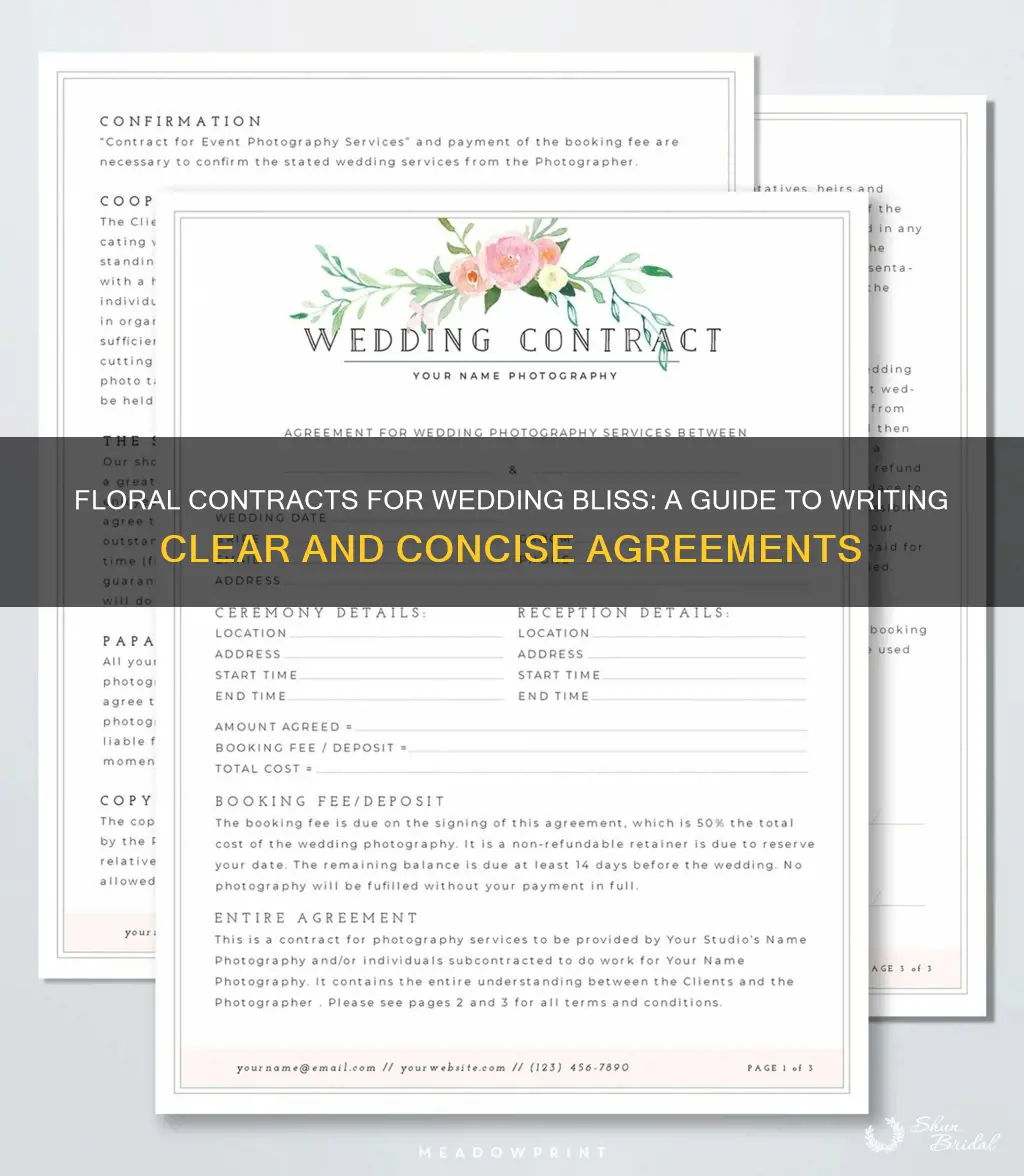 how to write a floral contract for wedding clients