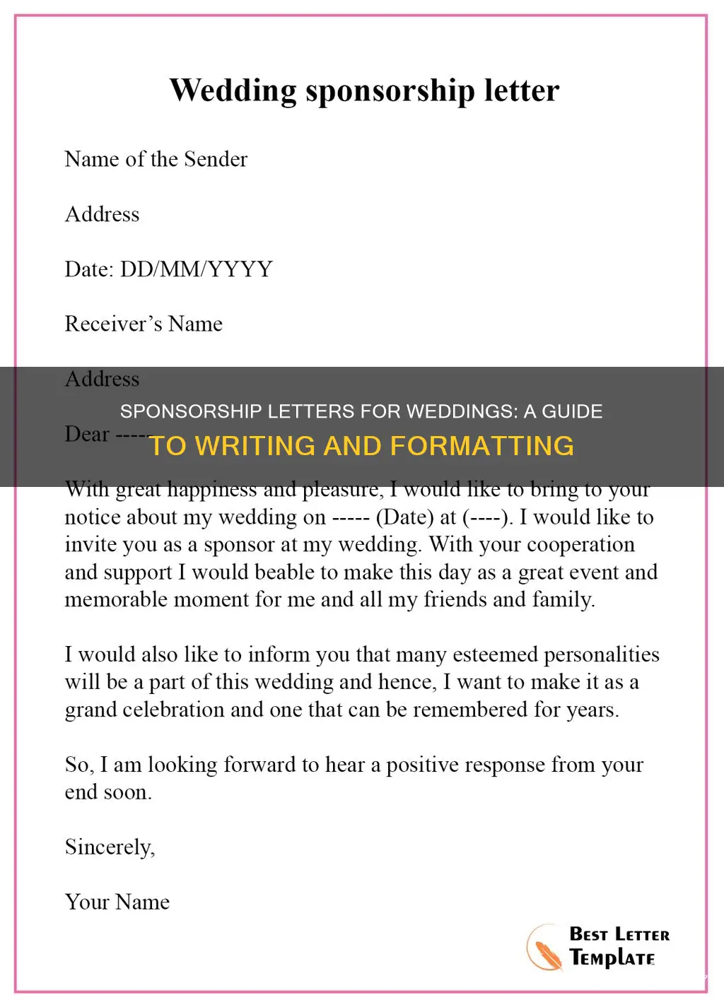 how to write a sponsorship letter for wedding