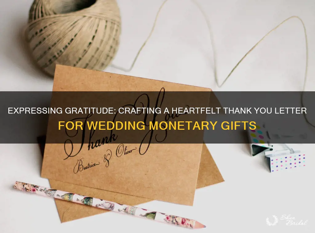 how to write a thank you letter for wedding money