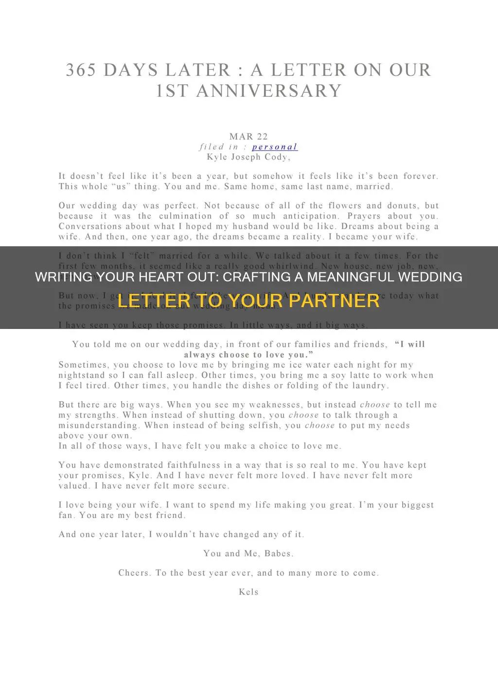 how to write a wedding letter to your partner