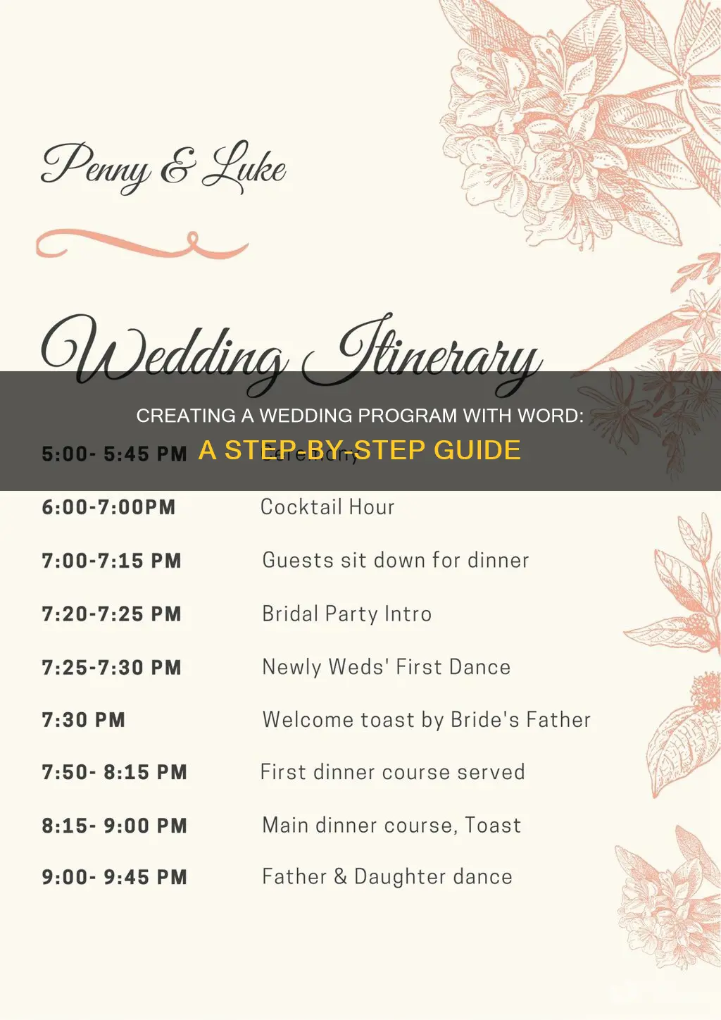 how to write a wedding program in word