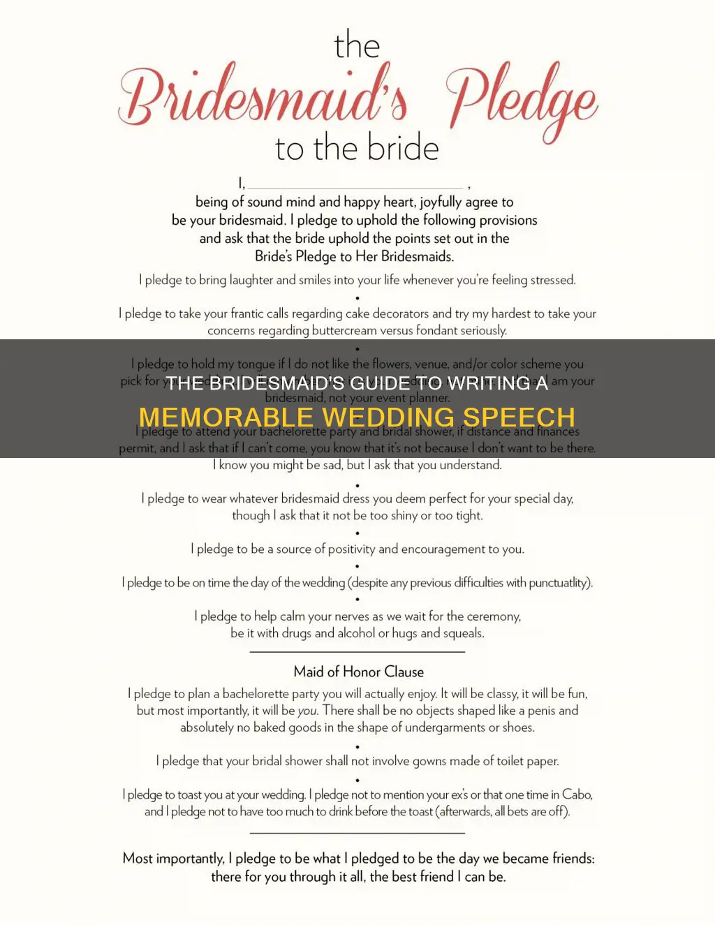 how to write a wedding speech bridesmaid