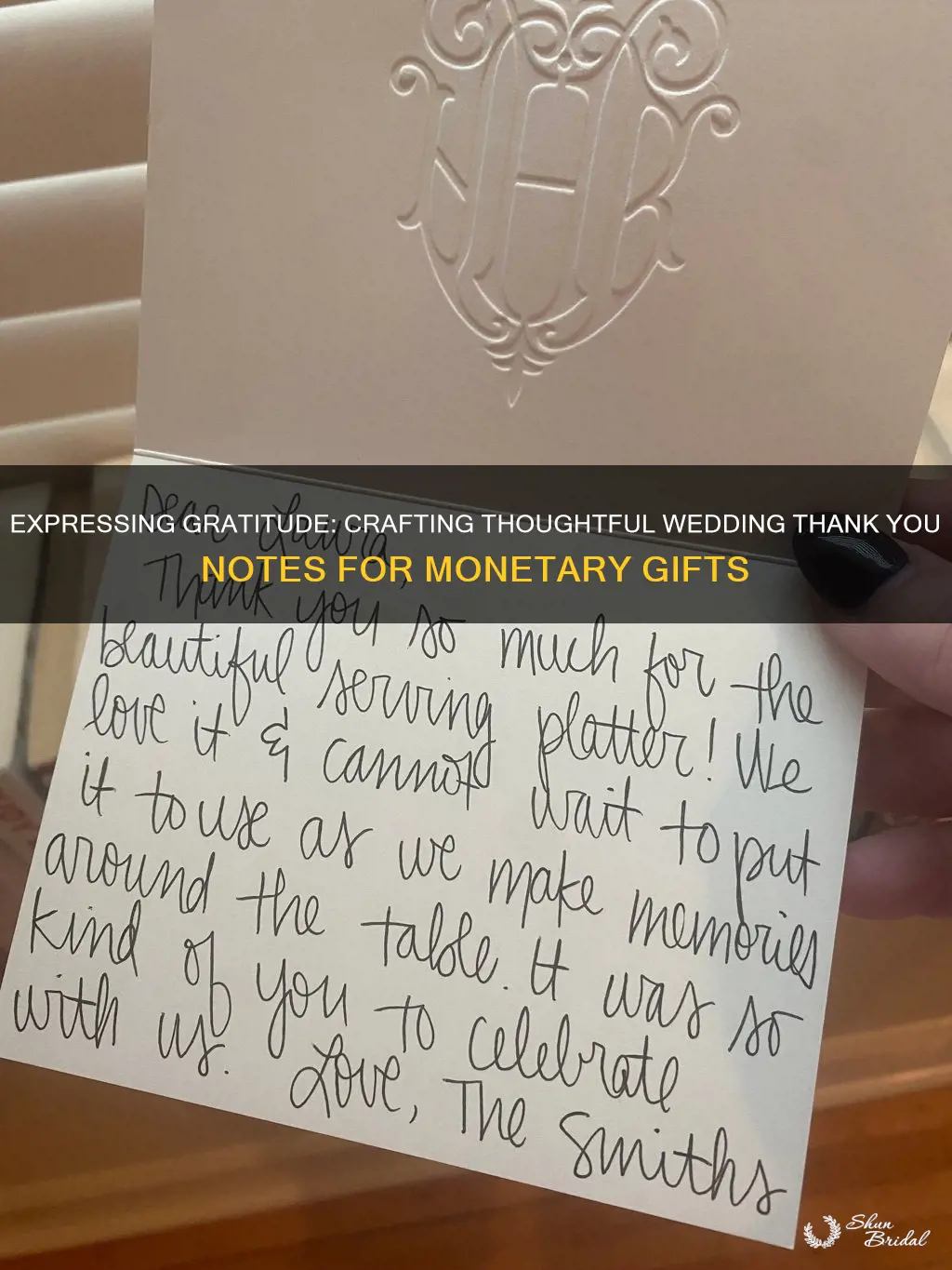 how to write a wedding thank you note for money