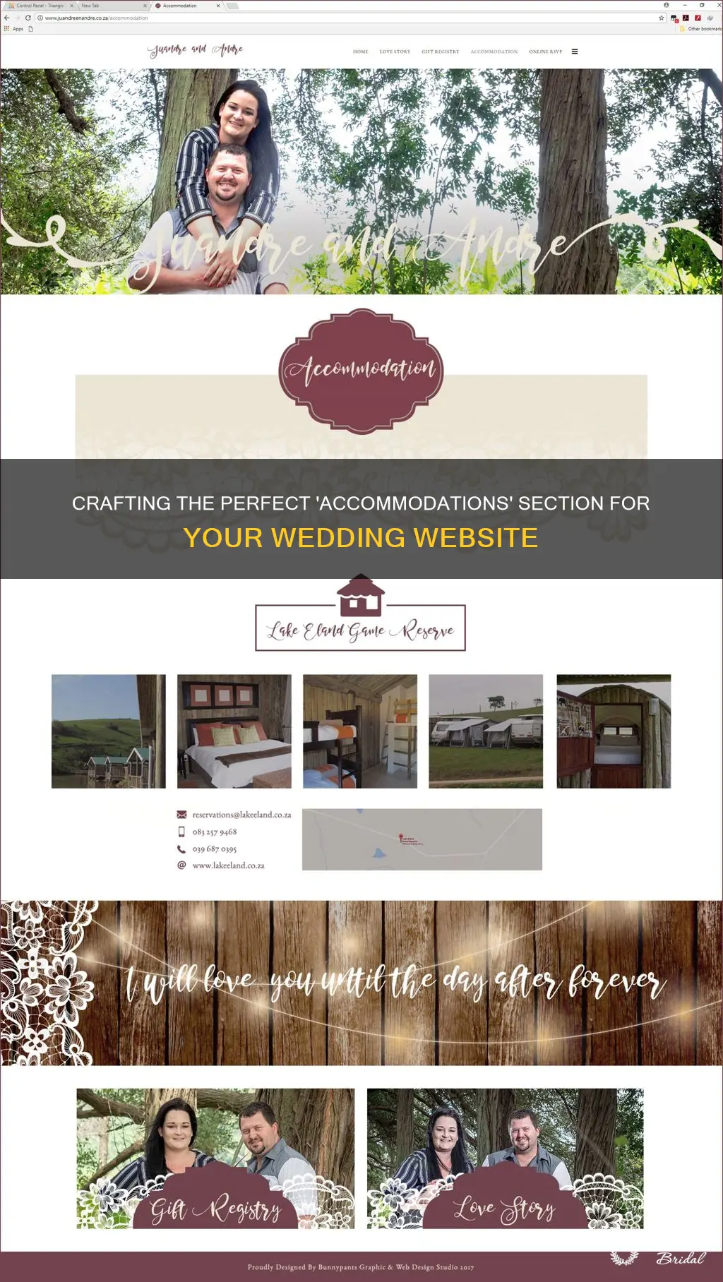 how to write accommodations section on wedding website