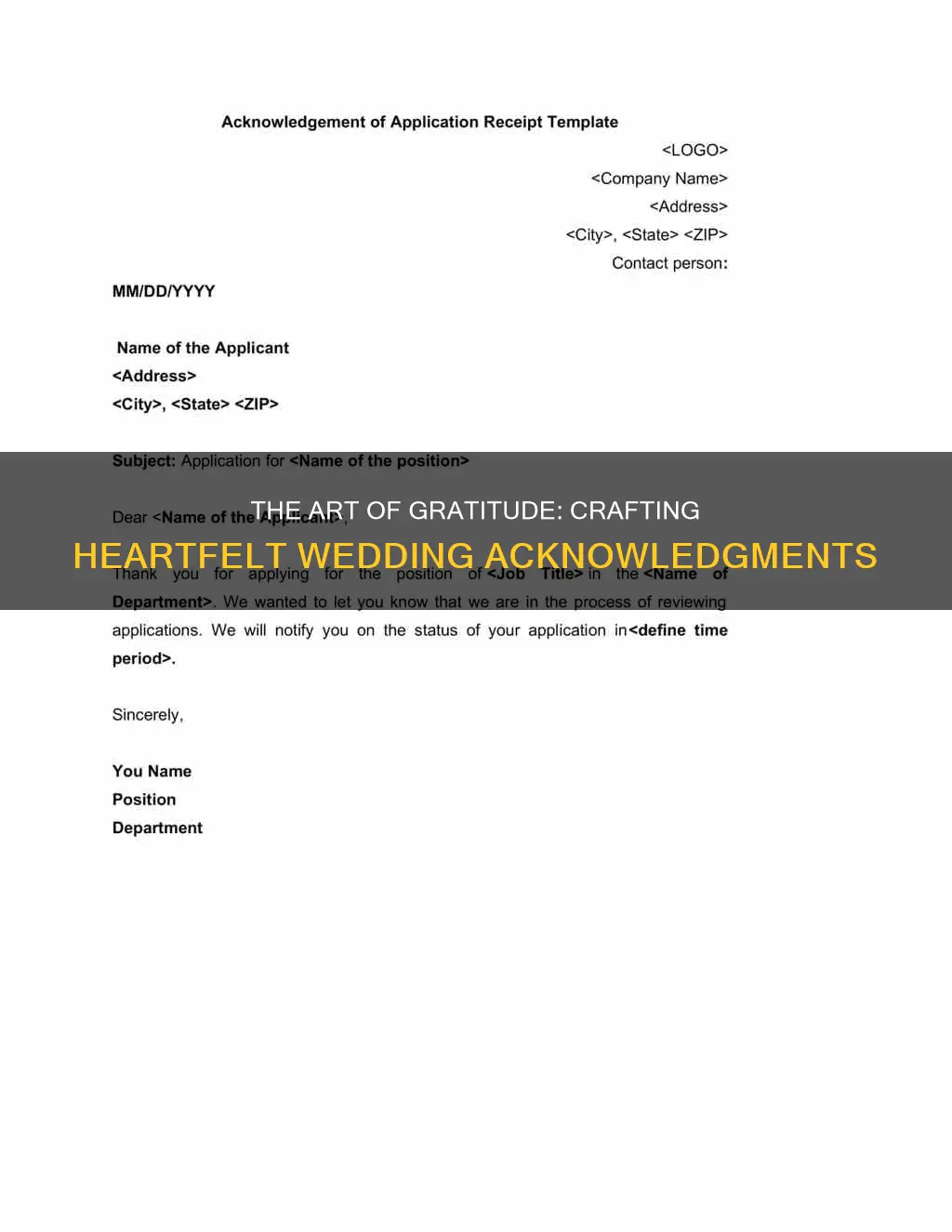 how to write an acknowledgement for a wedding