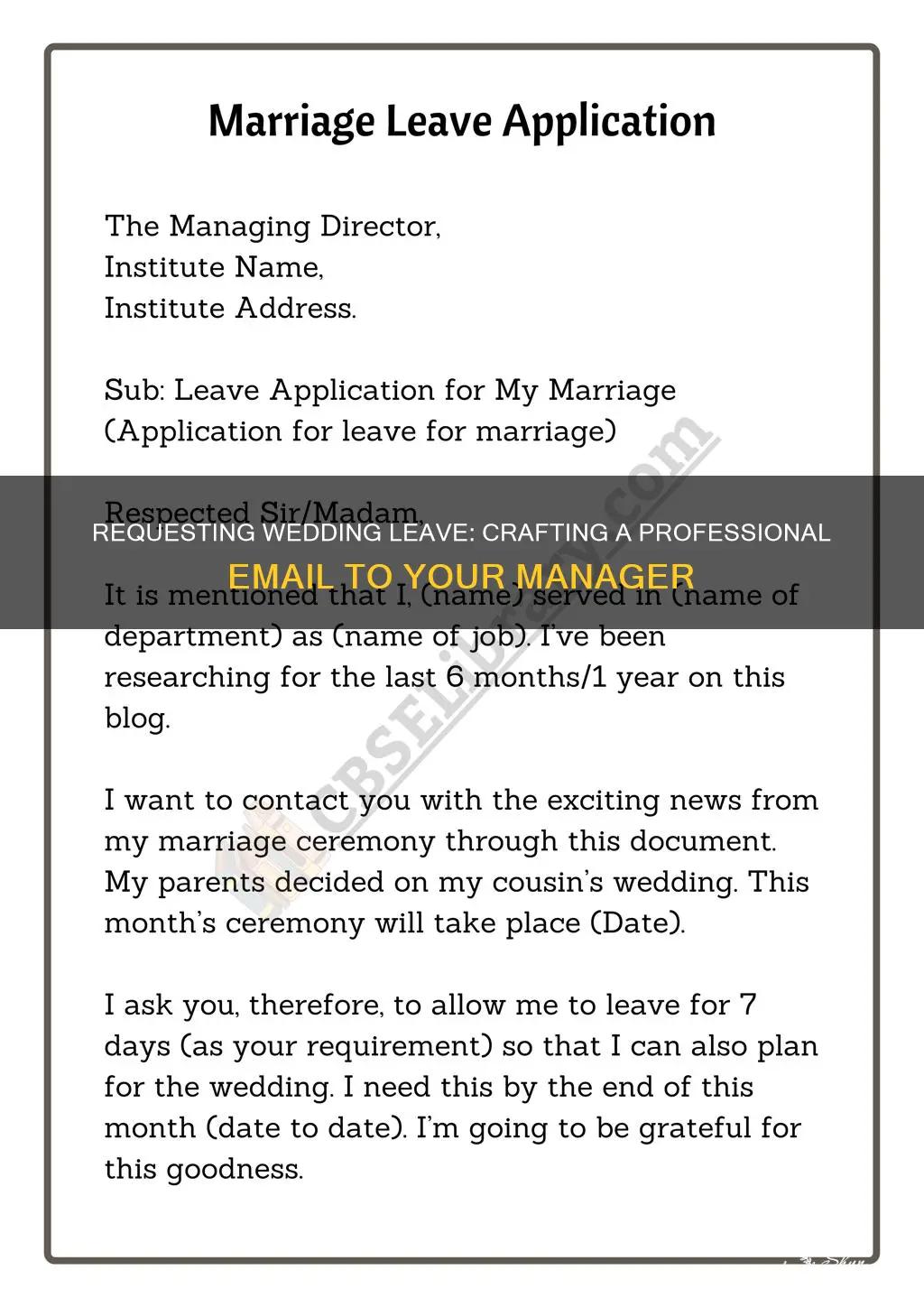 how to write an email to manager for wedding leave