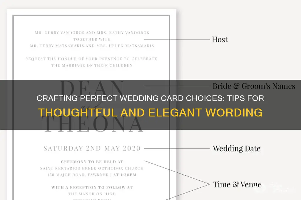 how to write choices on a wedding card