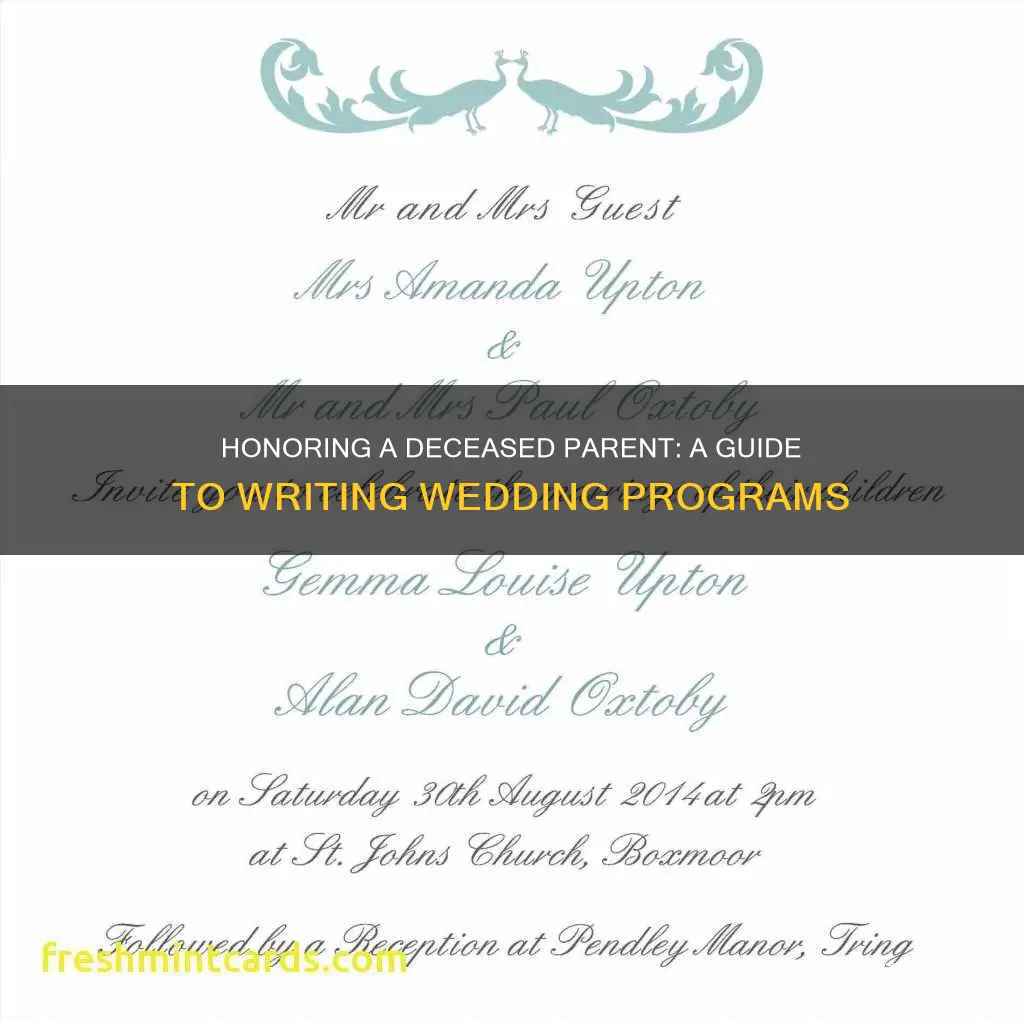 how to write deceased parent in wedding program