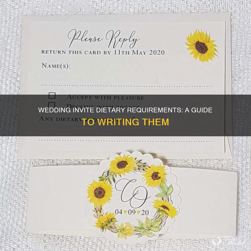 how to write dietary requirements for wedding invites