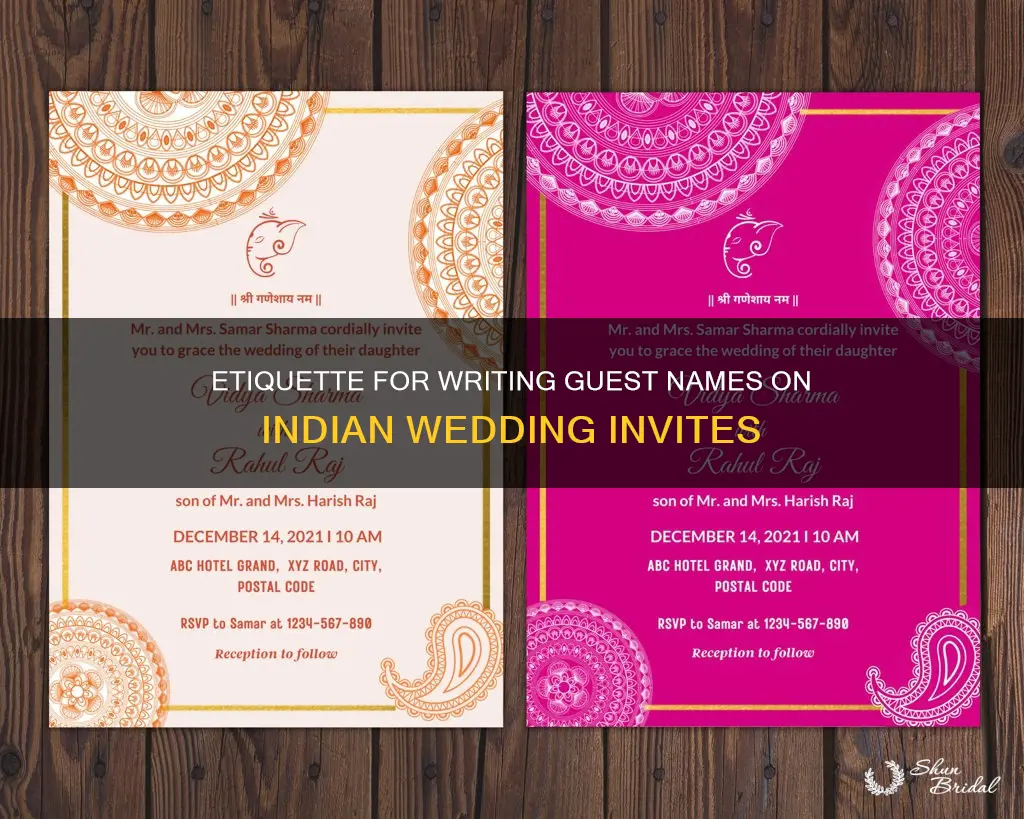 how to write guest names on wedding invitations in india