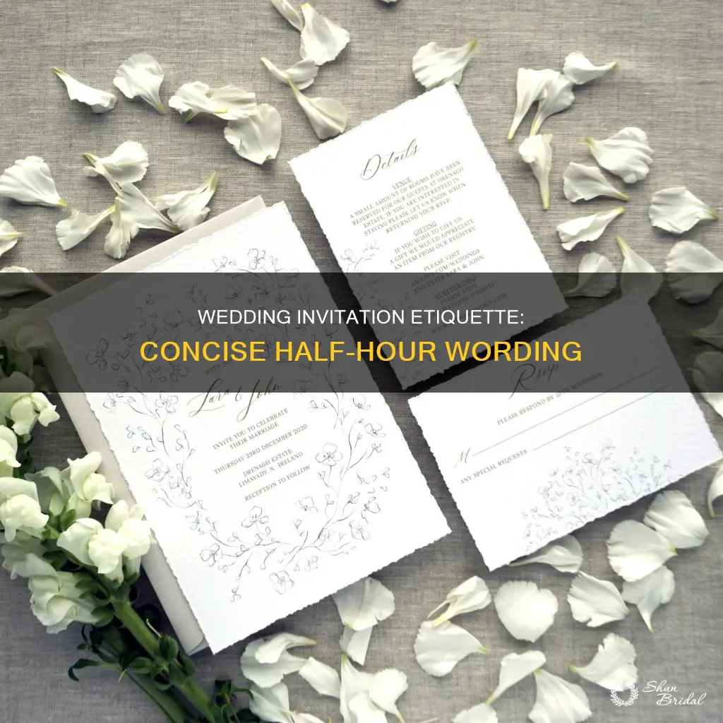 how to write half hour on wedding invitation