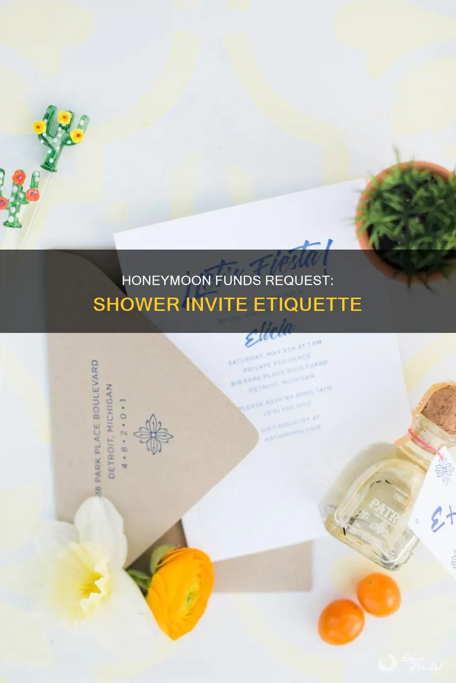how to write honeymoon donations on a shower invite