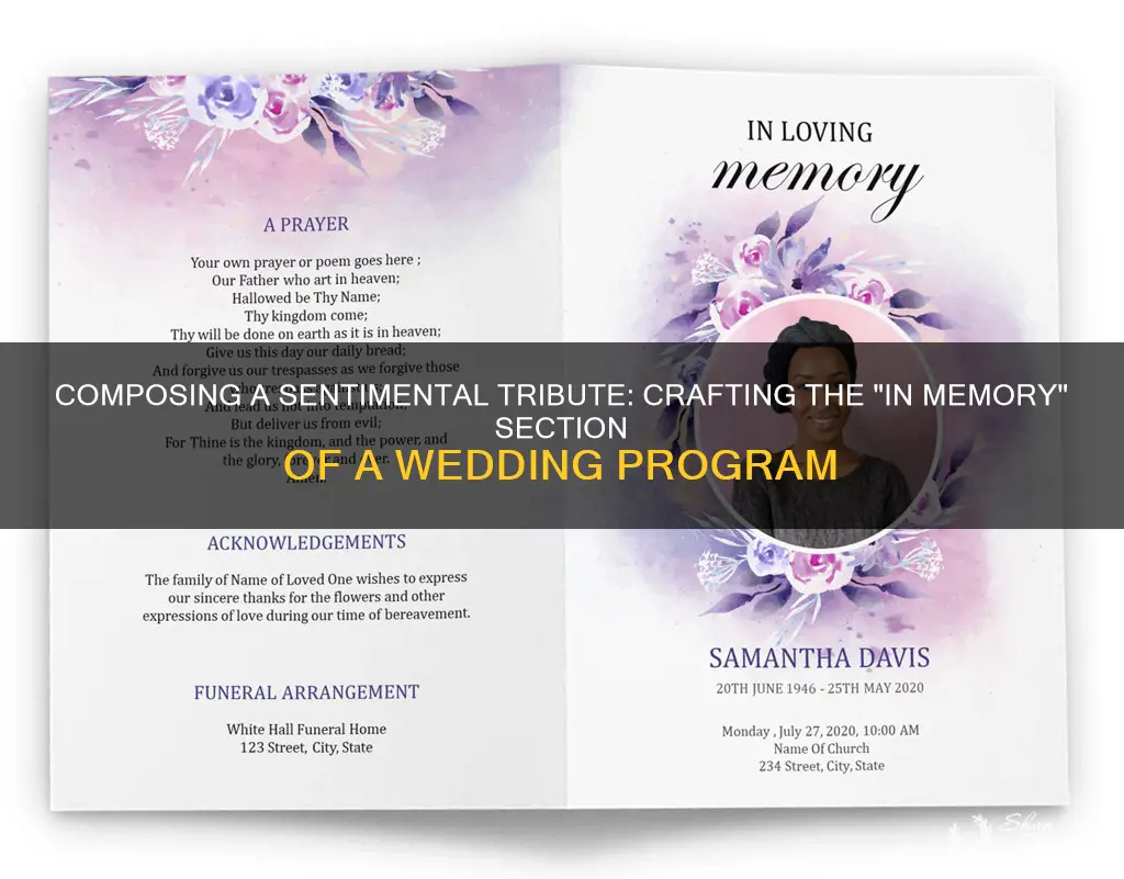 how to write in memory on a wedding program