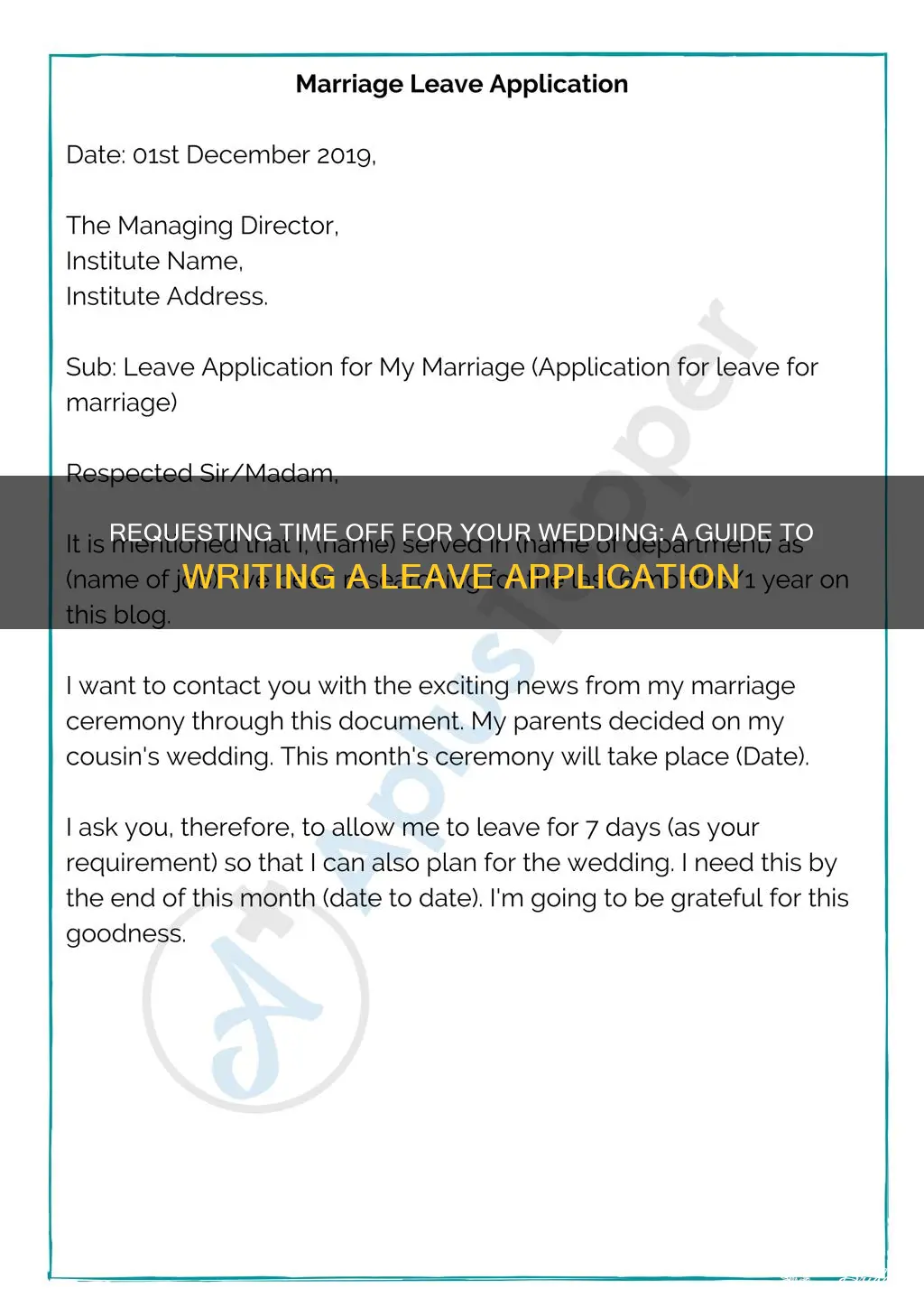 how to write leave application for wedding