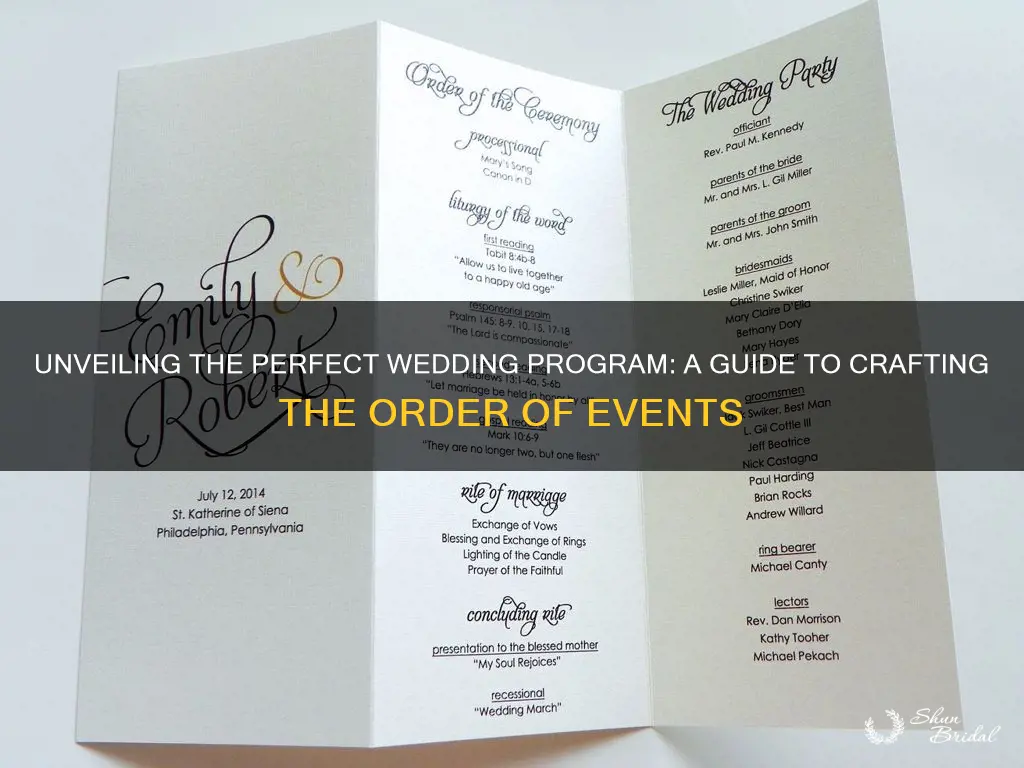 how to write order of events on wedding program