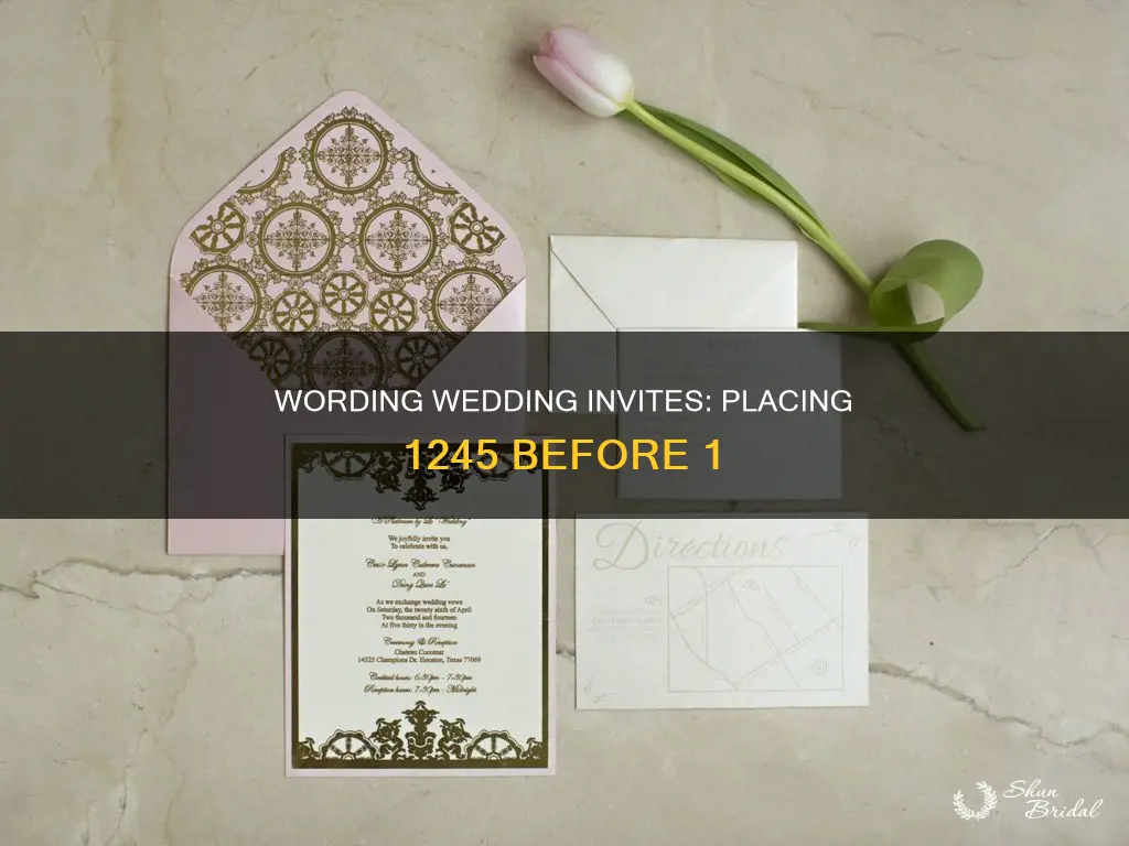 how to write out 1245 before 1 for wedding invitation