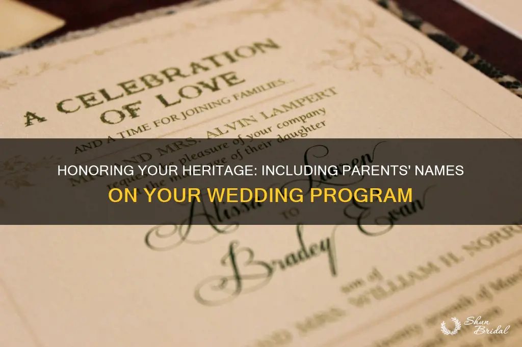 how to write parents names on wedding program