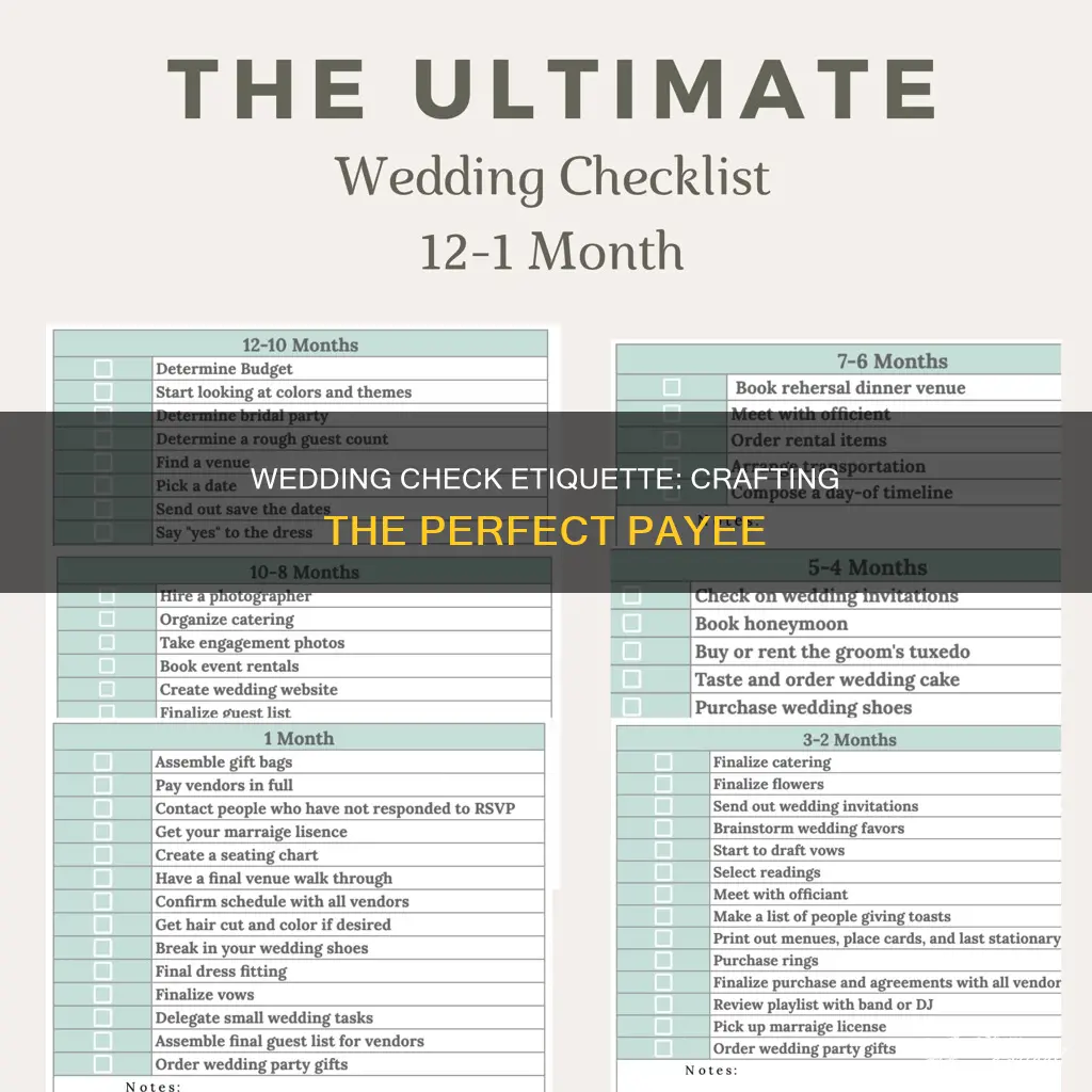 how to write payee for wedding check