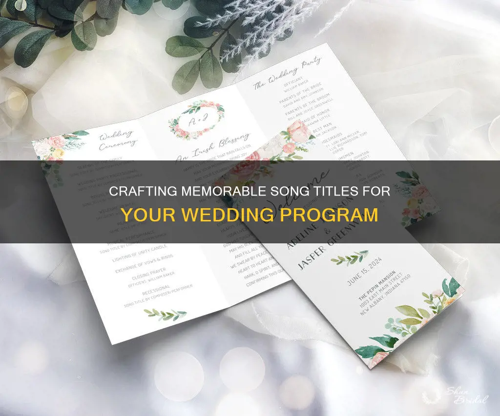 how to write song titles in wedding program