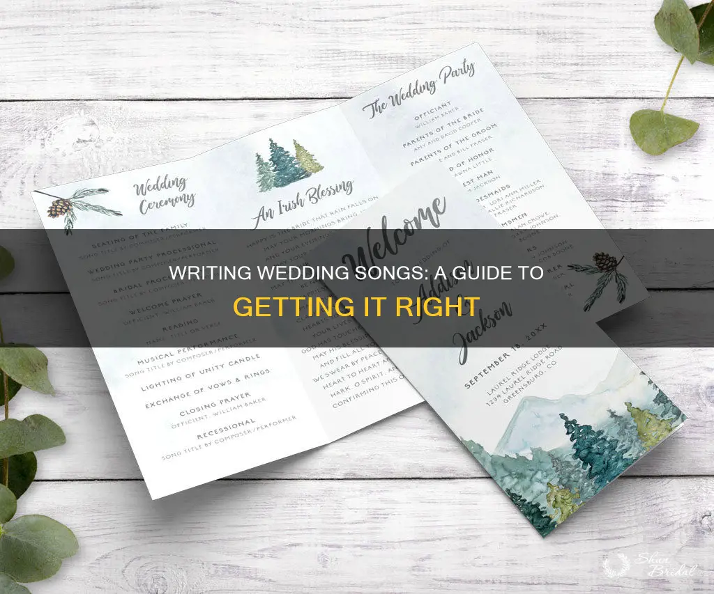 how to write songs correctly on wedding program