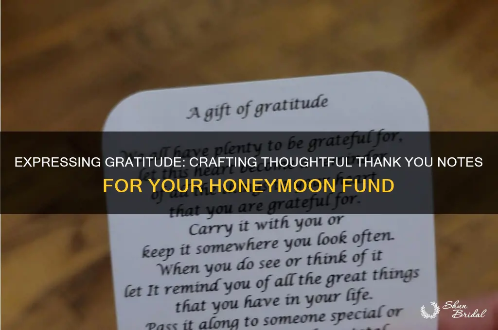 how to write thank you cards for honeymoon fund