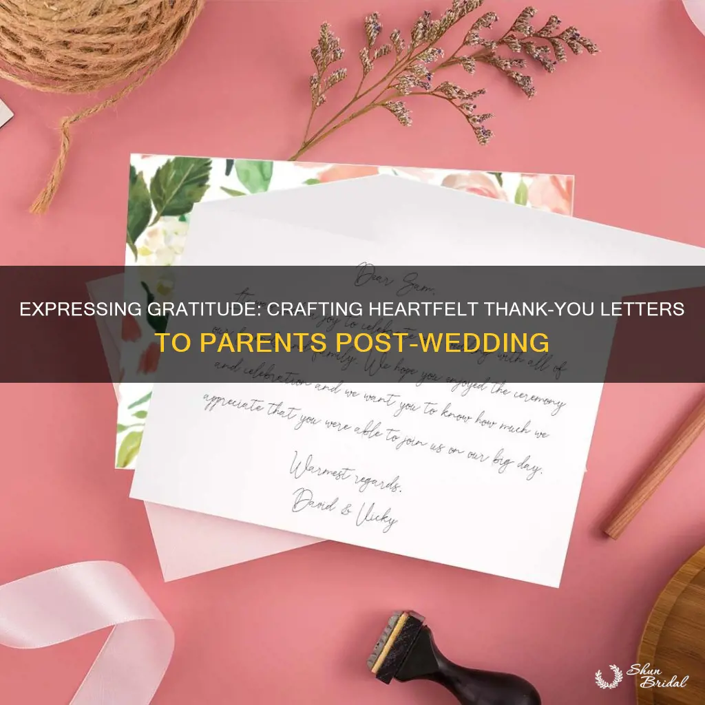 how to write thank you letter after wedding to parents