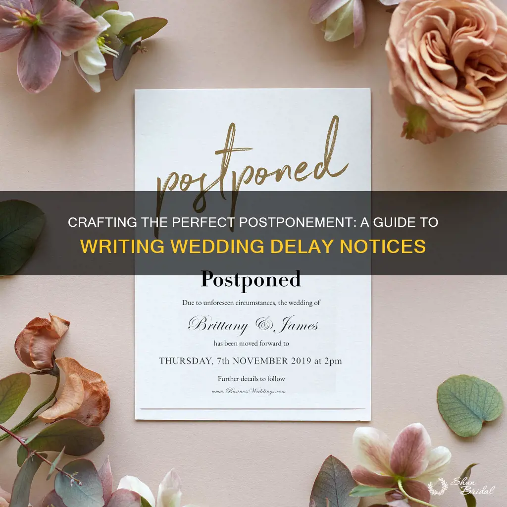 how to write wedding postponement